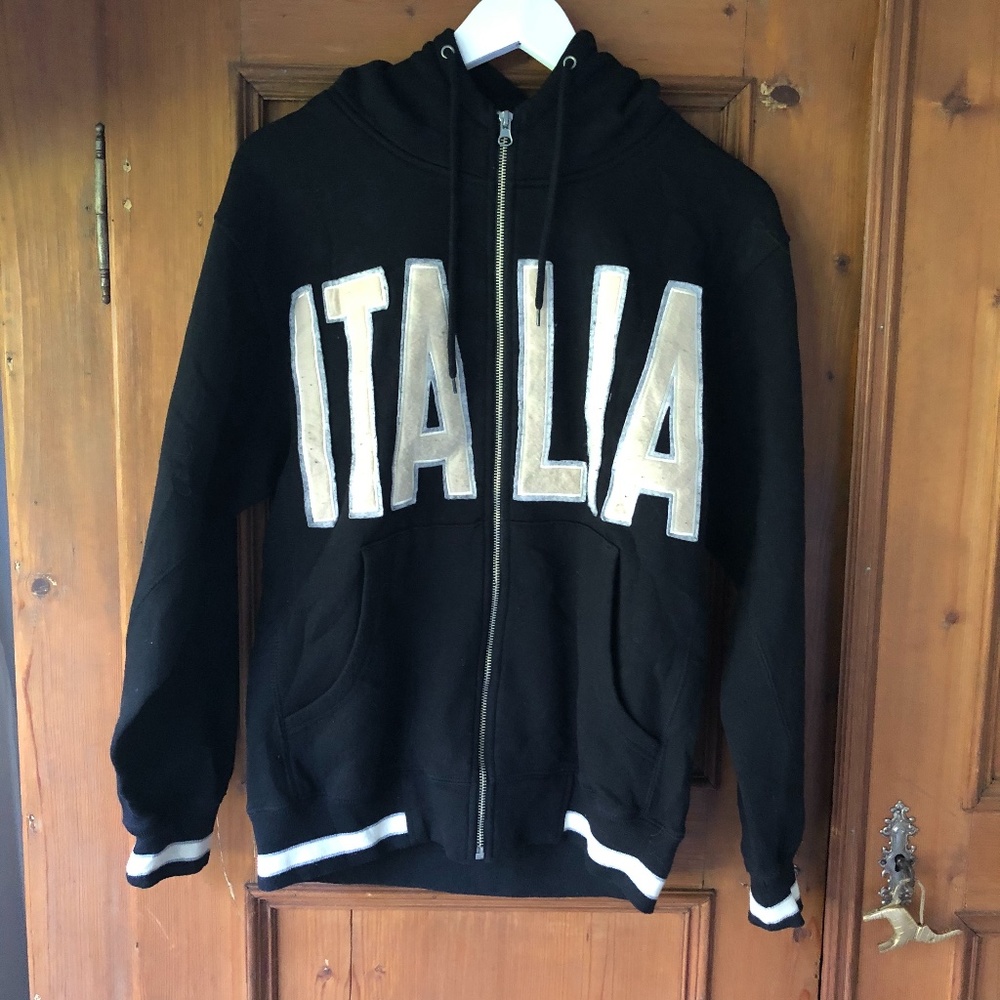 Italia Jacket black with wording: Bought in Italy